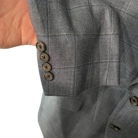 Lauren Ralph Lauren Mens Sport Coat Blazer Blue Gray Check Size 42L Silk Wool - Picture 6 of 10